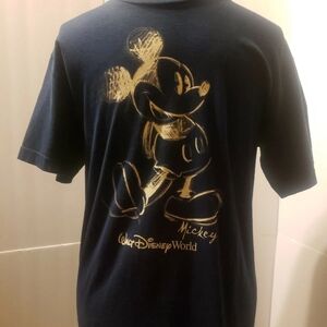 MICKEY MOUSE M WALT DISNEY WORLD NAVY BLUE SKETCH MINNIE GOOFY CLASSIC EUC